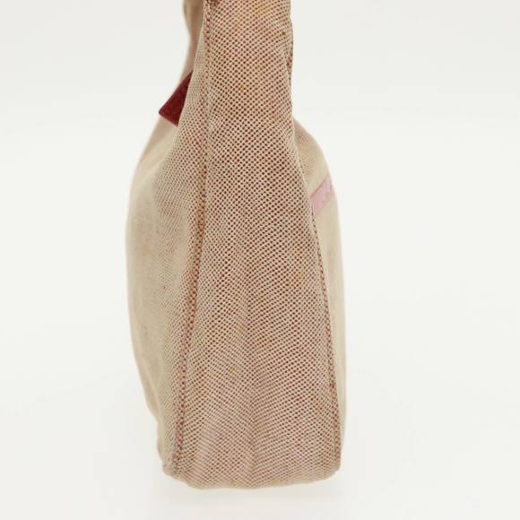 PRADA Sports Hand Bag Canvas Beige Red Silver Auth 98400 - Picture 4 of 16